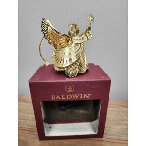 Baldwin 1999 3D 24kt Gold Over Brass Angel with Star Ornament ~ In Box